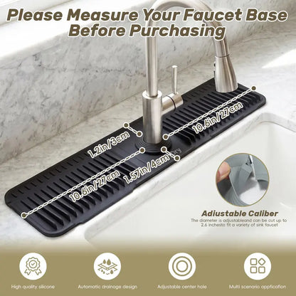 Silicone Faucet Splash Guard Mat - Two-Piece Set — Black