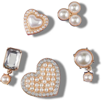 Crocs Jibbitz Dainty Shoe Charms – Two 5-Packs – Pearl Hearts