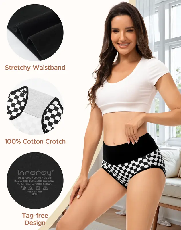 INNERSY High-Waisted Cotton Briefs – 5-Pack source product image