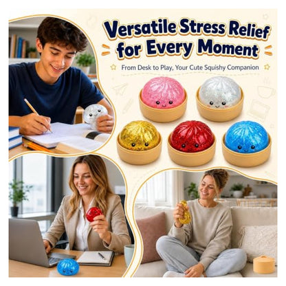 Dumpling Squishy Fidget Toy with Steamer Box - Two-Piece Set