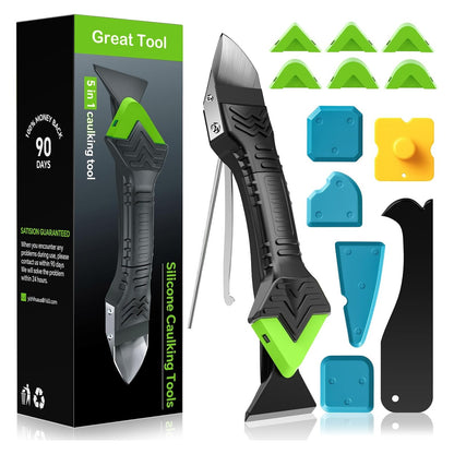 Goopreen 5 in 1 Caulking Tool Silicone Caulking Grout Removal Sealant Finishing Tool with Stainless Steel Head, 6 Replac original product photo