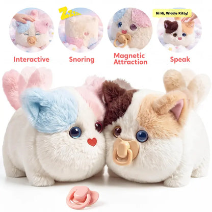 Interactive Fluffy Cat Plush with Magnetic Pacifier – product view