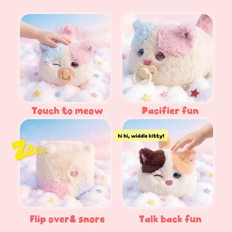 Interactive Fluffy Cat Plush with Magnetic Pacifier – product view