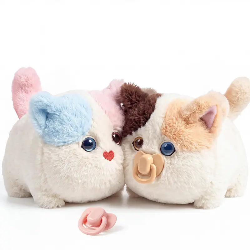Interactive Fluffy Cat Plush with Magnetic Pacifier – product view