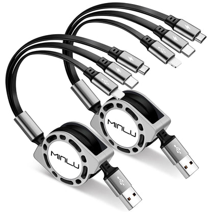MINLU Retractable 3-in-1 Charging Cables — 4 Cables — original product view 1