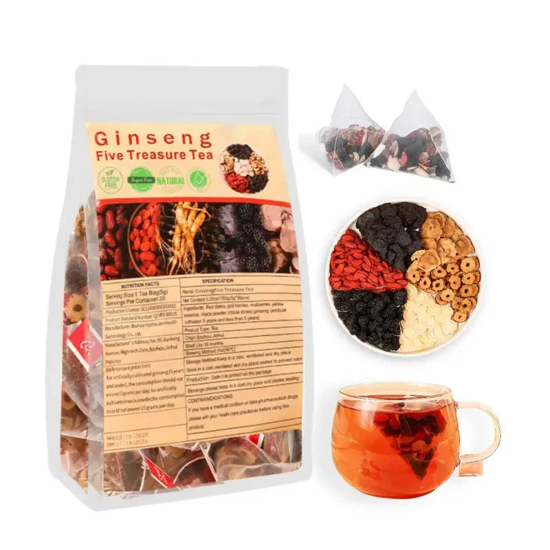Ginseng Five Treasures Herbal Tea – Two 30-Sachet Packs – product view