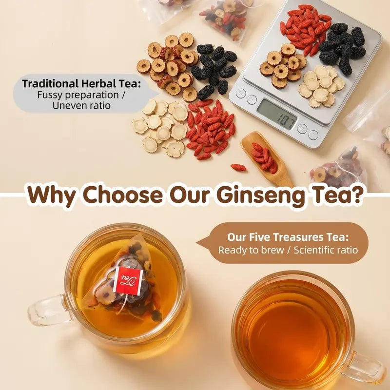 Ginseng Five Treasures Herbal Tea – Two 30-Sachet Packs – product view