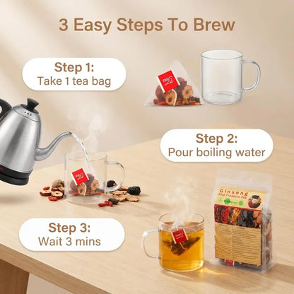Ginseng Five Treasures Herbal Tea – Two 30-Sachet Packs – product view