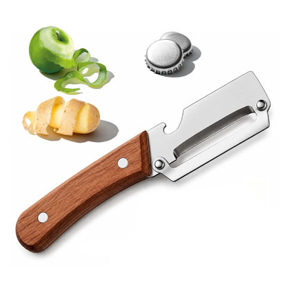 2-in-1 Vegetable Peeler with Wooden Handle - Two-Piece Set