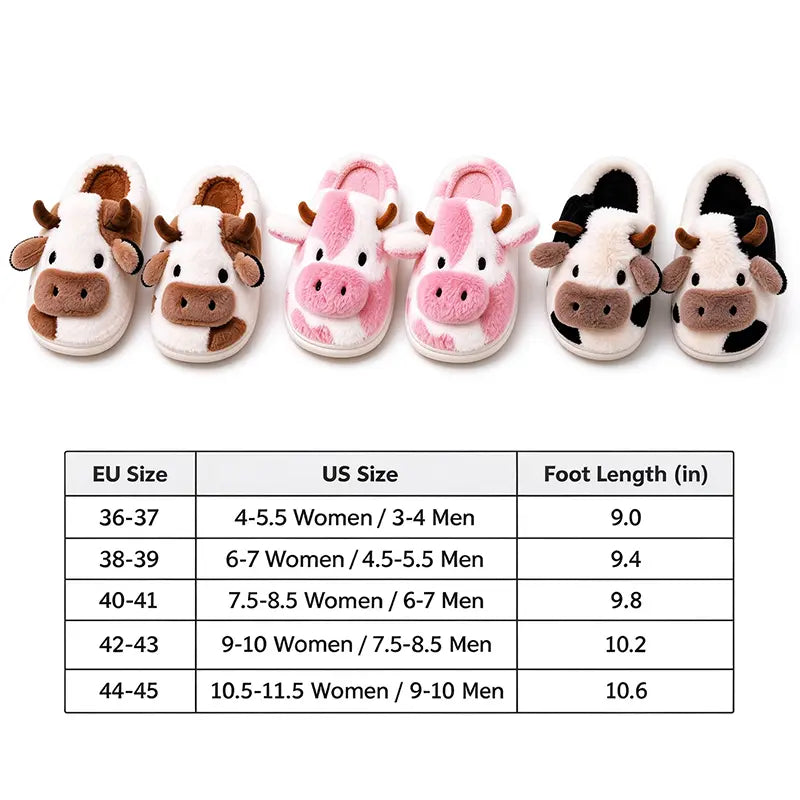 Plush Cow Slippers for Women & Men, Soft Cozy Fleece Lining, Non-Slip Sole, Cute Cow Design, Comfortable House Shoes for Indoor Use original gallery 9