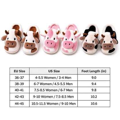 Plush Cow Slippers for Women & Men, Soft Cozy Fleece Lining, Non-Slip Sole, Cute Cow Design, Comfortable House Shoes for Indoor Use original gallery 9