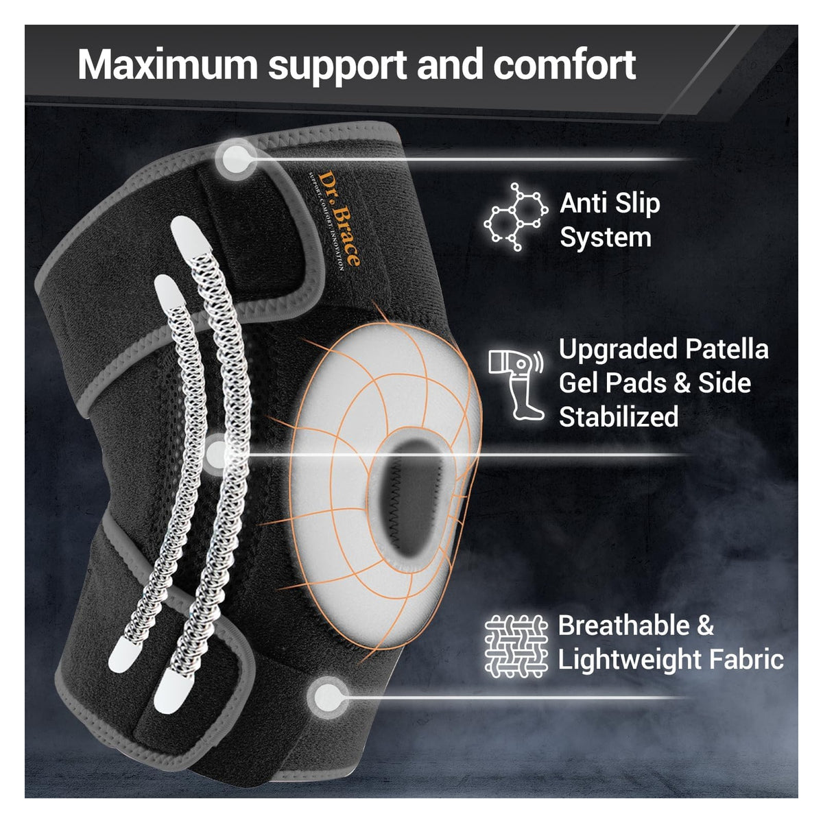 Knee Brace with Side Stabilizers and Patella Gel Pads original product photo