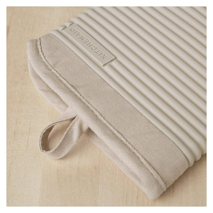 KITCHENAID Ribbed Soft Silicone Oven Mitt 2-Pack Set, 7.5"x13", Milkshake Tan original product photo
