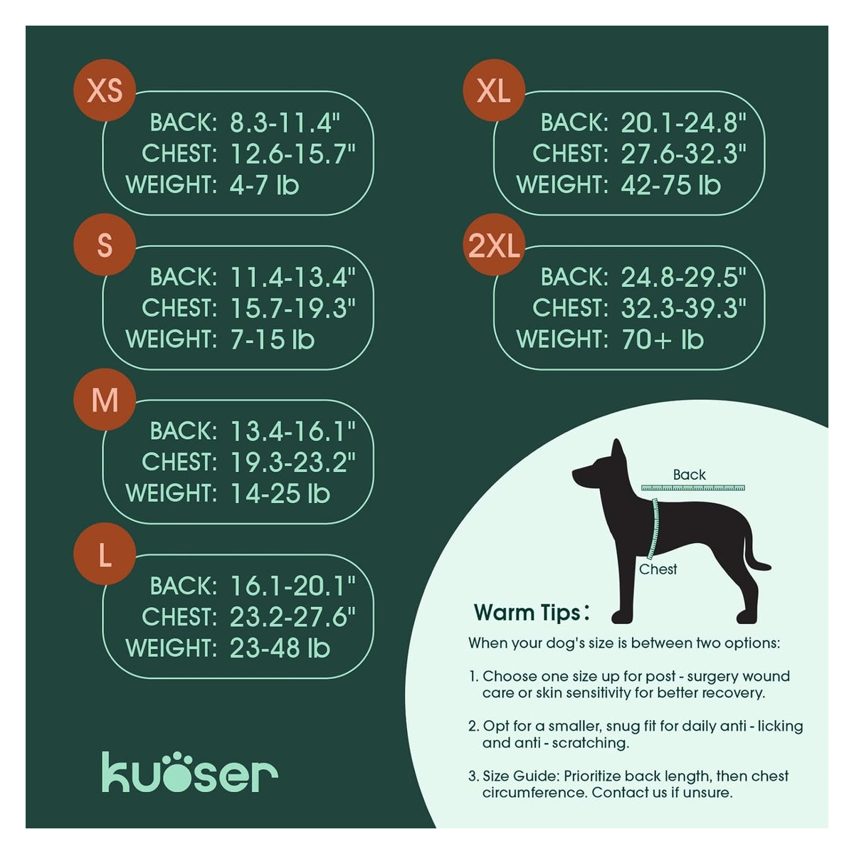Kuoser Recovery Suit for Dogs Cats, Soft Dog Surgery Suit Female Male Spay original product photo
