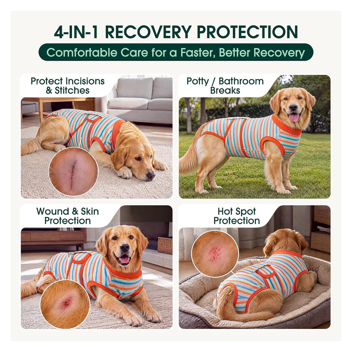 Kuoser Recovery Suit for Dogs Cats, Soft Dog Surgery Suit Female Male Spay original product photo