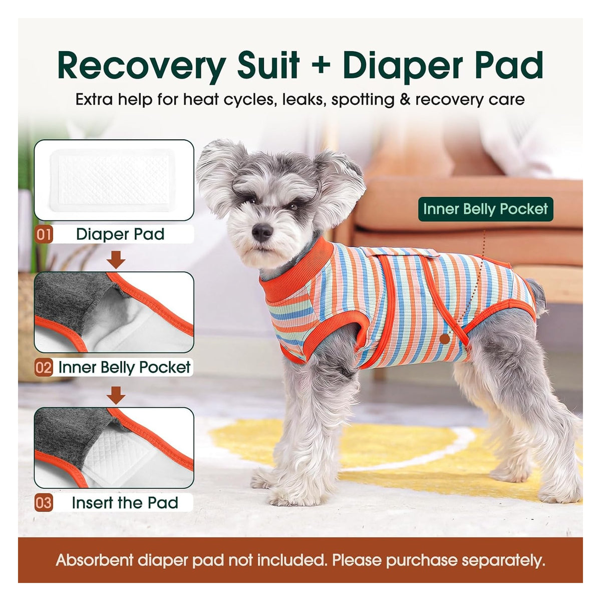 Kuoser Recovery Suit for Dogs Cats, Soft Dog Surgery Suit Female Male Spay original product photo