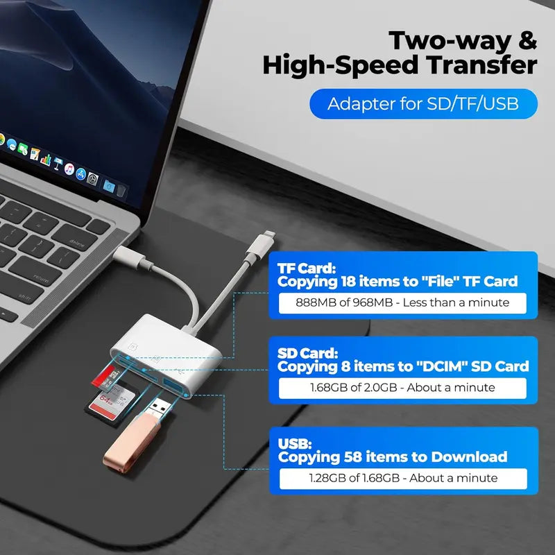 MOJUE 5-in-1 Lightning and USB-C Card Reader – product view