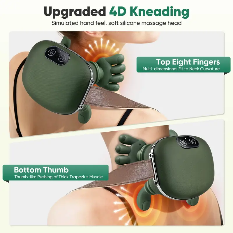 Cordless 4D Neck and Shoulder Massager with Heat – Green source product image