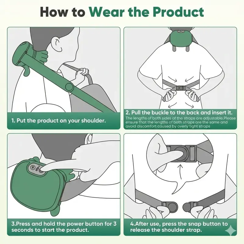 Cordless 4D Neck and Shoulder Massager with Heat – Green source product image