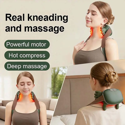 Cordless 4D Neck and Shoulder Massager with Heat – Green source product image