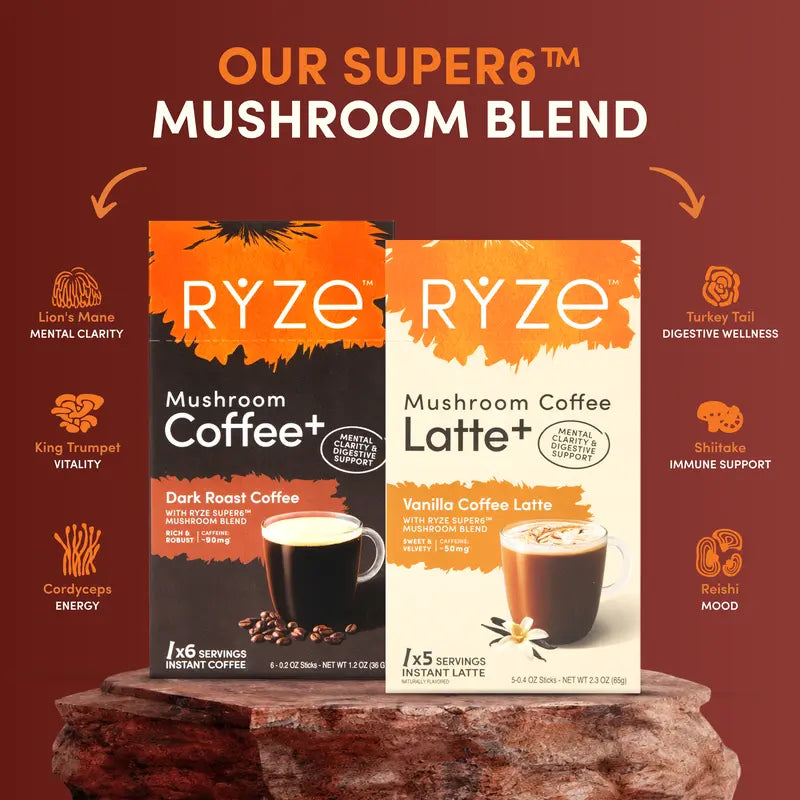 RYZE Mushroom Coffee and Vanilla Latte Stick Bundle – product view