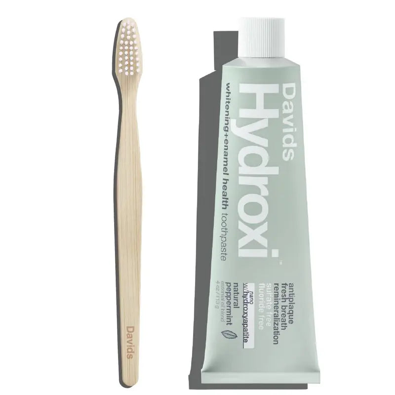 Davids Starter Kit - Hydroxi Whitening & Enamel Health Toothpaste with Nano Hydroxyapatite, Bamboo Toothbrush, Soft Plant-Based Bristles, Fluoride-Free,  - TikTok Exclusive Bundle Price original gallery 1