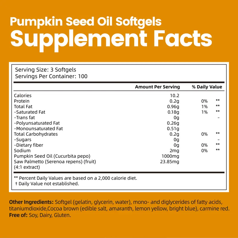 Pumpkin Seed Oil & Saw Palmetto Softgels – 300 Capsules, Two Pouches source product image