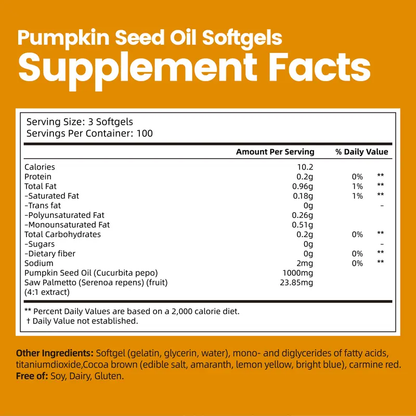 Pumpkin Seed Oil & Saw Palmetto Softgels – 300 Capsules, Two Pouches source product image