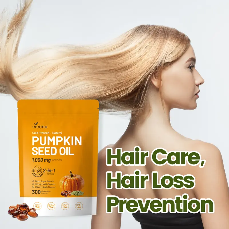 Pumpkin Seed Oil & Saw Palmetto Softgels – 300 Capsules, Two Pouches source product image