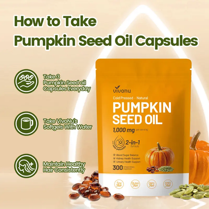 Pumpkin Seed Oil & Saw Palmetto Softgels – 300 Capsules, Two Pouches source product image