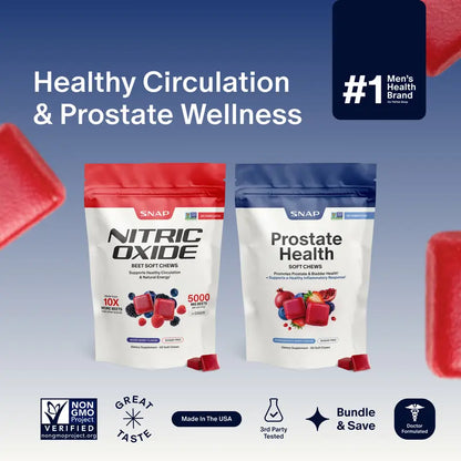 Snap Supplements Prostate Health + Nitric Oxide Chews — Two-Bag Set — original product photo 1