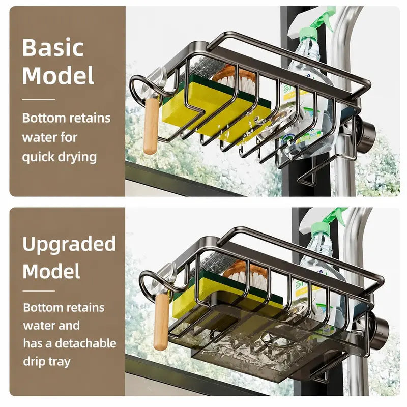 Faucet-Mounted Sink Organizer Rack with Drip Tray — original product photo 5
