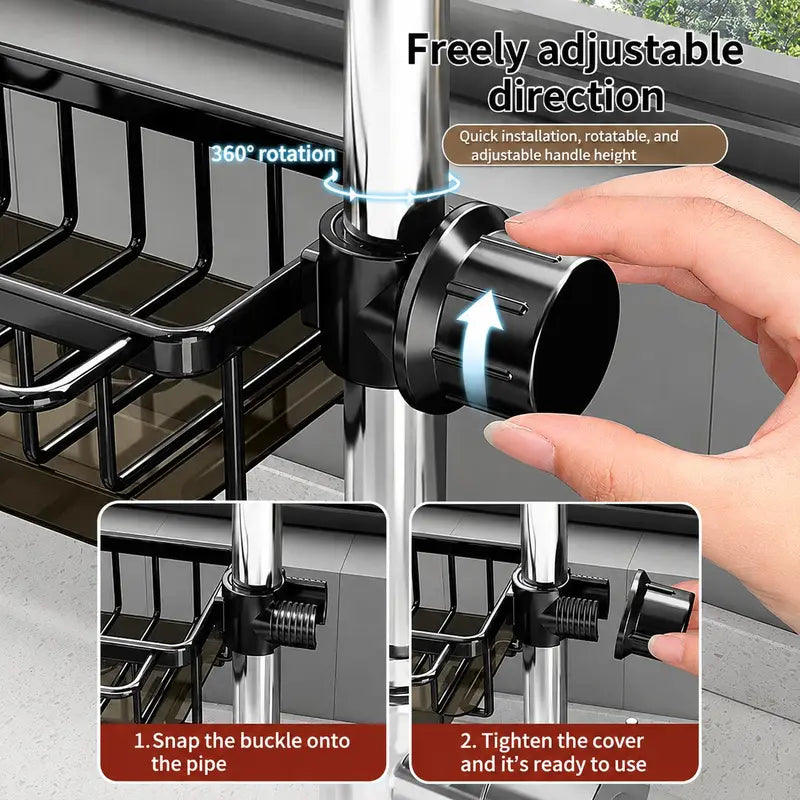 Faucet-Mounted Sink Organizer Rack with Drip Tray — original product photo 4