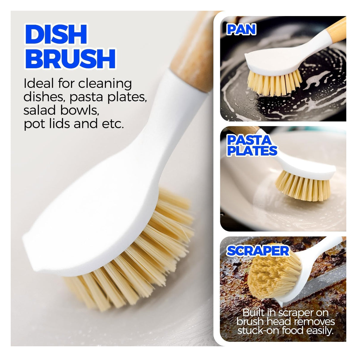 Holikme 6 Pack Dish Brush with Bottle Brush Scrub Brush Straw,Yellow original product photo