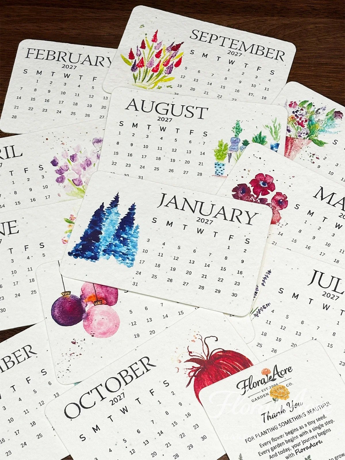 Close-up of the botanical illustrations and paper texture