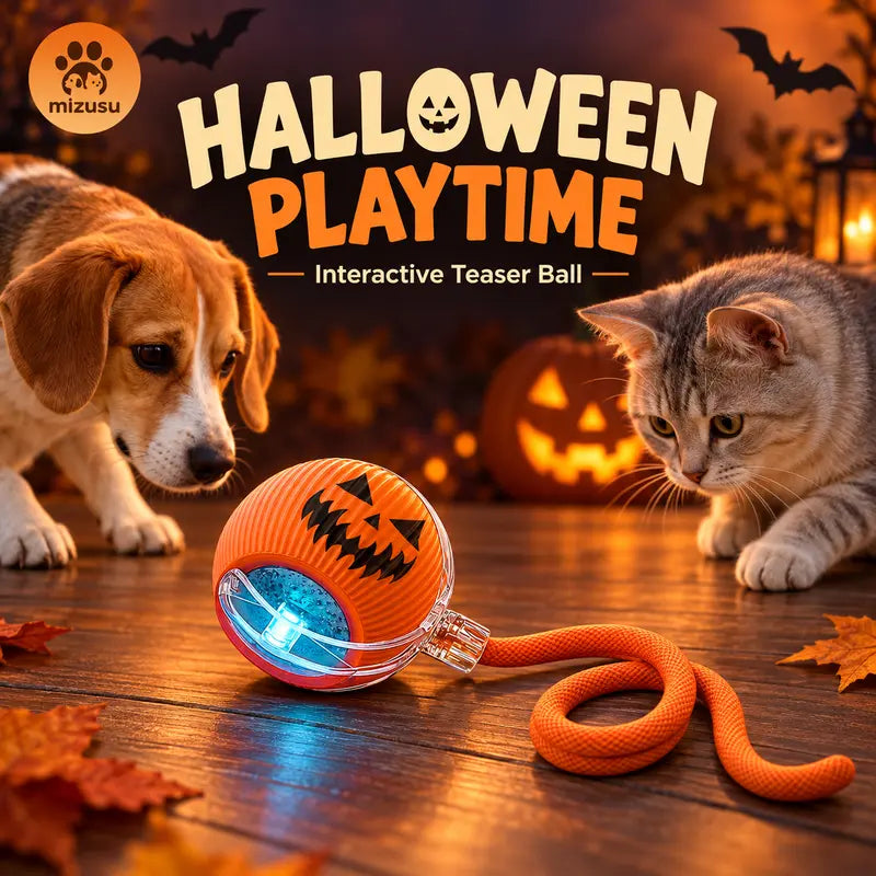 Mizusu Interactive Cat & Dog Teaser Toy with Two Additional Tails, Kitten Rolling Ball Toy, Pet Supplies, Dog & Cat Accessories Cute dog toys original gallery 1