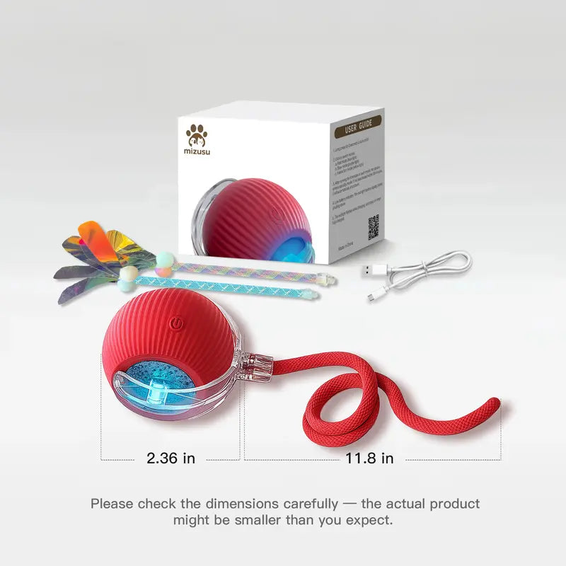 Mizusu Interactive Cat & Dog Teaser Toy with Two Additional Tails, Kitten Rolling Ball Toy, Pet Supplies, Dog & Cat Accessories Cute dog toys original gallery 9
