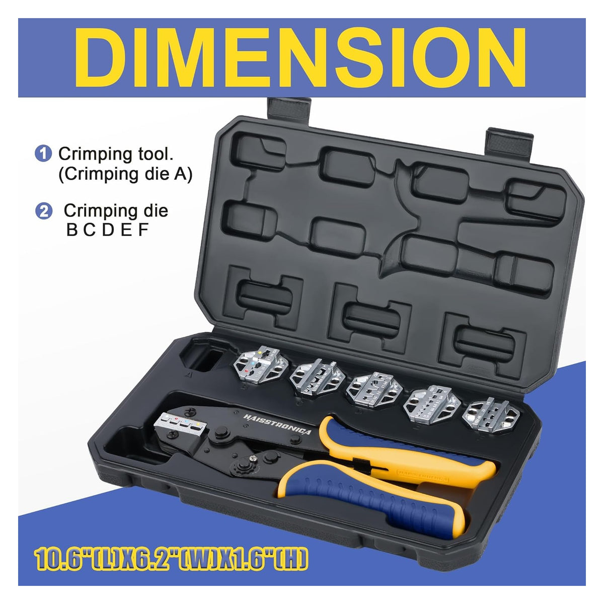 haisstronica 6PCS Crimping Tool Set, Interchangeable Terminal Dies original product photo