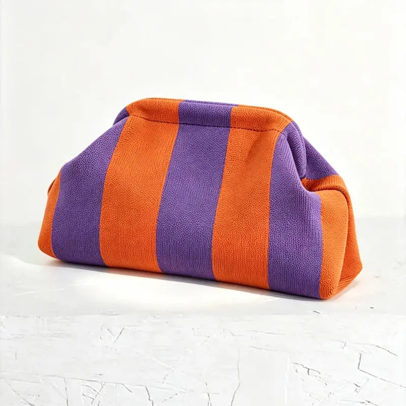 Soft Retro Cloud Clutch Bag — Orange and Purple Combo