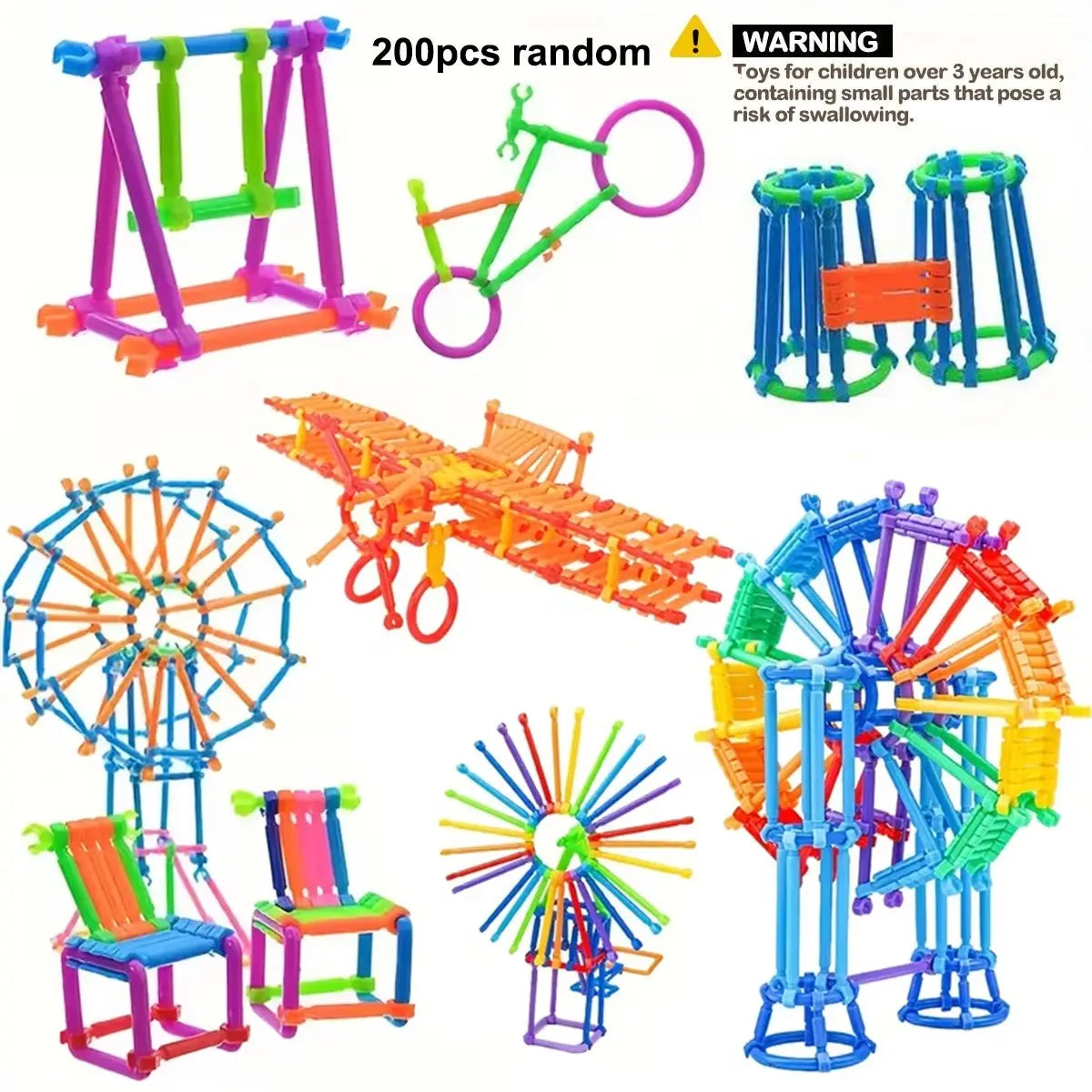 Colorful Linking Construction Pieces – Two 200-Piece Bags – product view