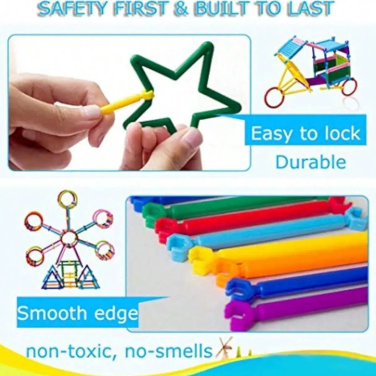 Colorful Linking Construction Pieces – Two 200-Piece Bags – product view