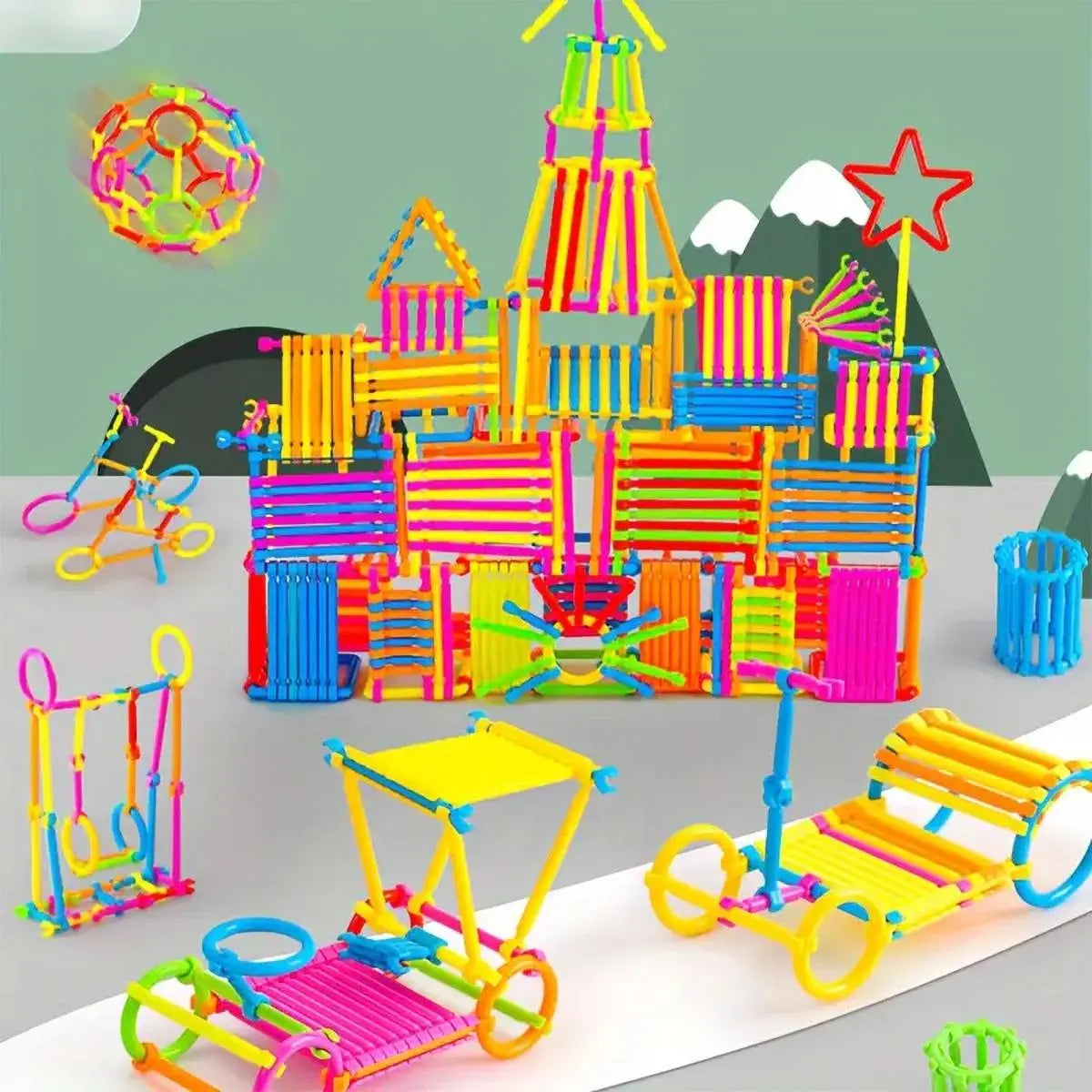 Colorful Linking Construction Pieces – Two 200-Piece Bags – product view