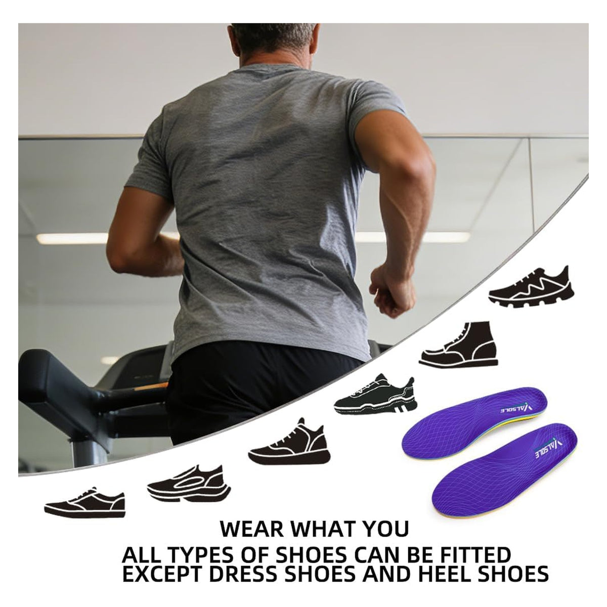 VALSOLE Heavy Duty Support Pain Relief Orthotics - 220+ lbs Plantar Fasciitis High Arch Support Insoles for Men Women, F original product photo