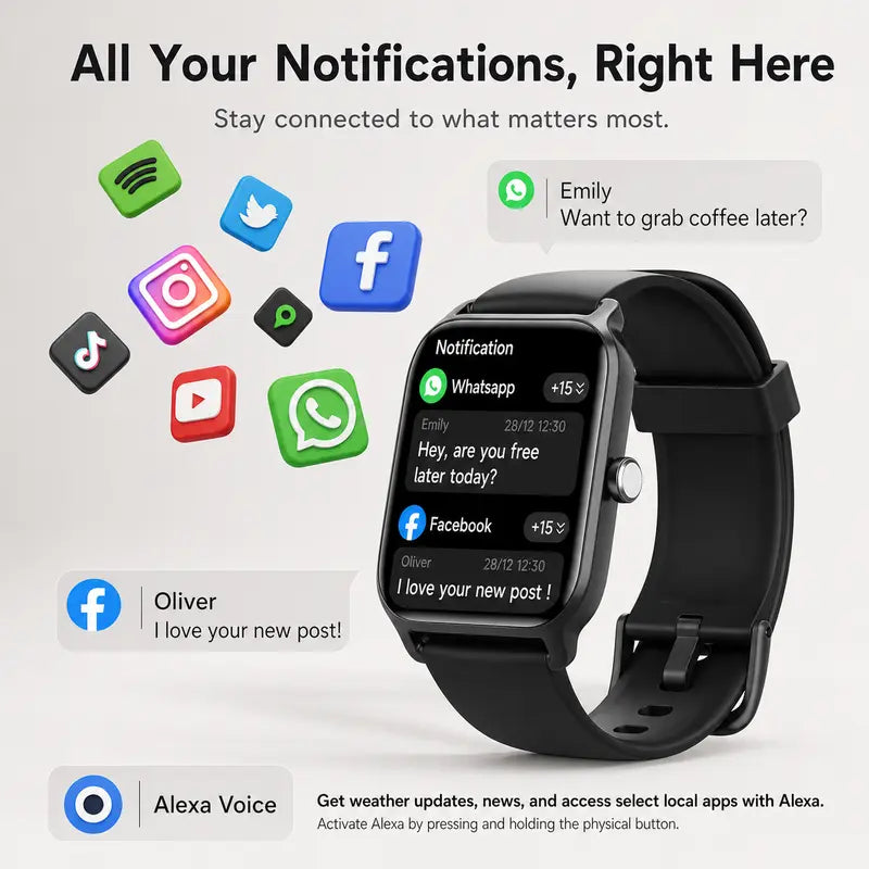 2.01" HD Full Touch Smartwatch for Fitness & Health Tracking