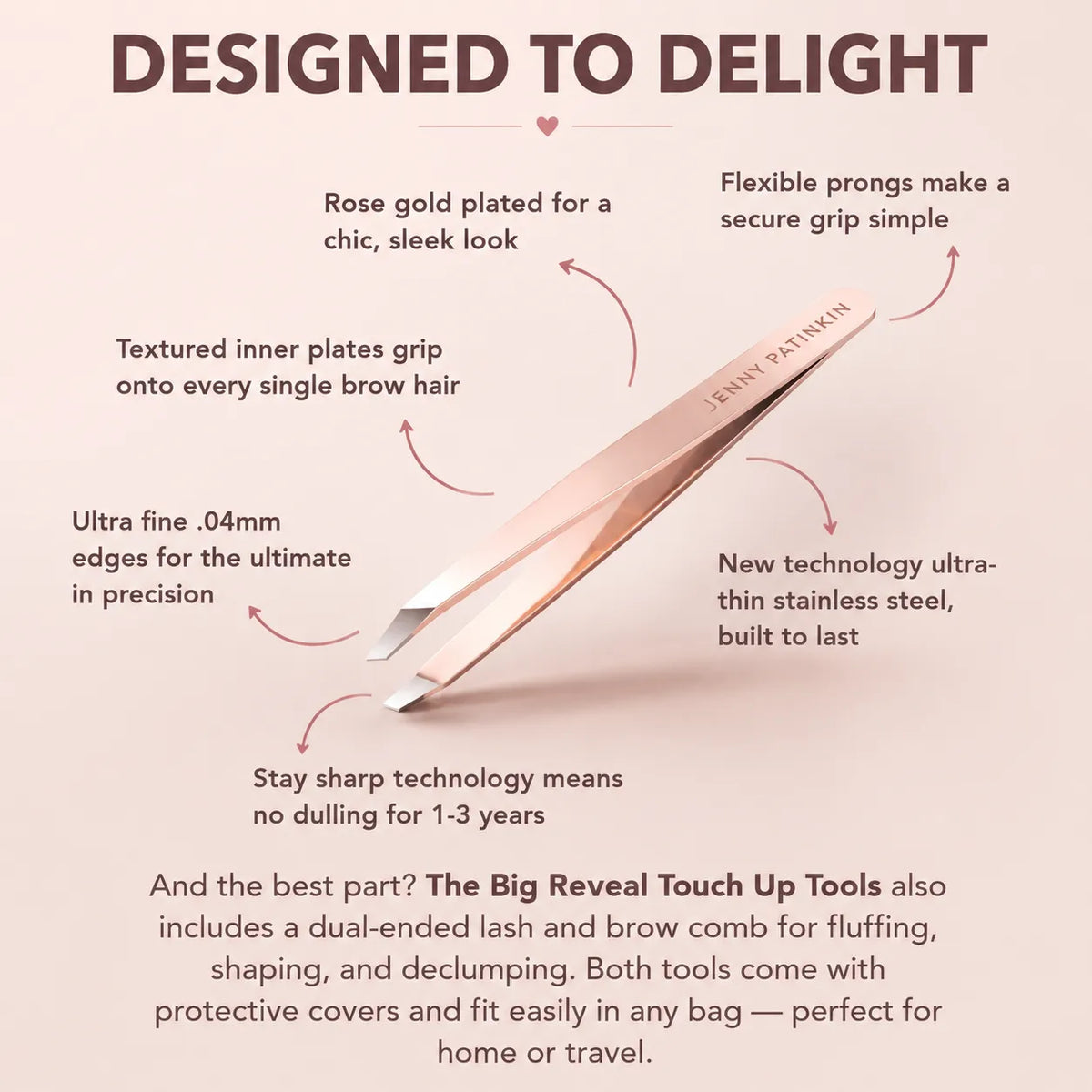 Precision Eyebrow Tweezers & Dual-Ended Eyelash Separator Comb Kit | Buy One,get One free